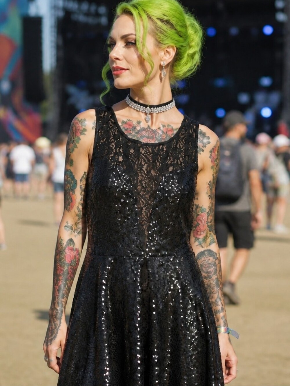 Chelsea & Violet Black Sequin Lace Party Dress